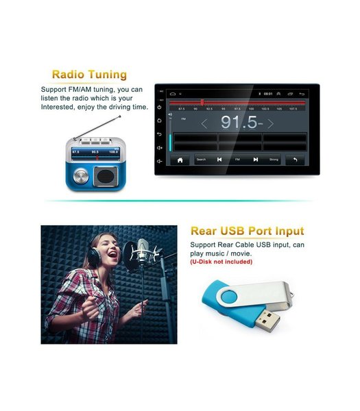 Mp5 player 2din auto 7'' Android 8.1 wifi gps